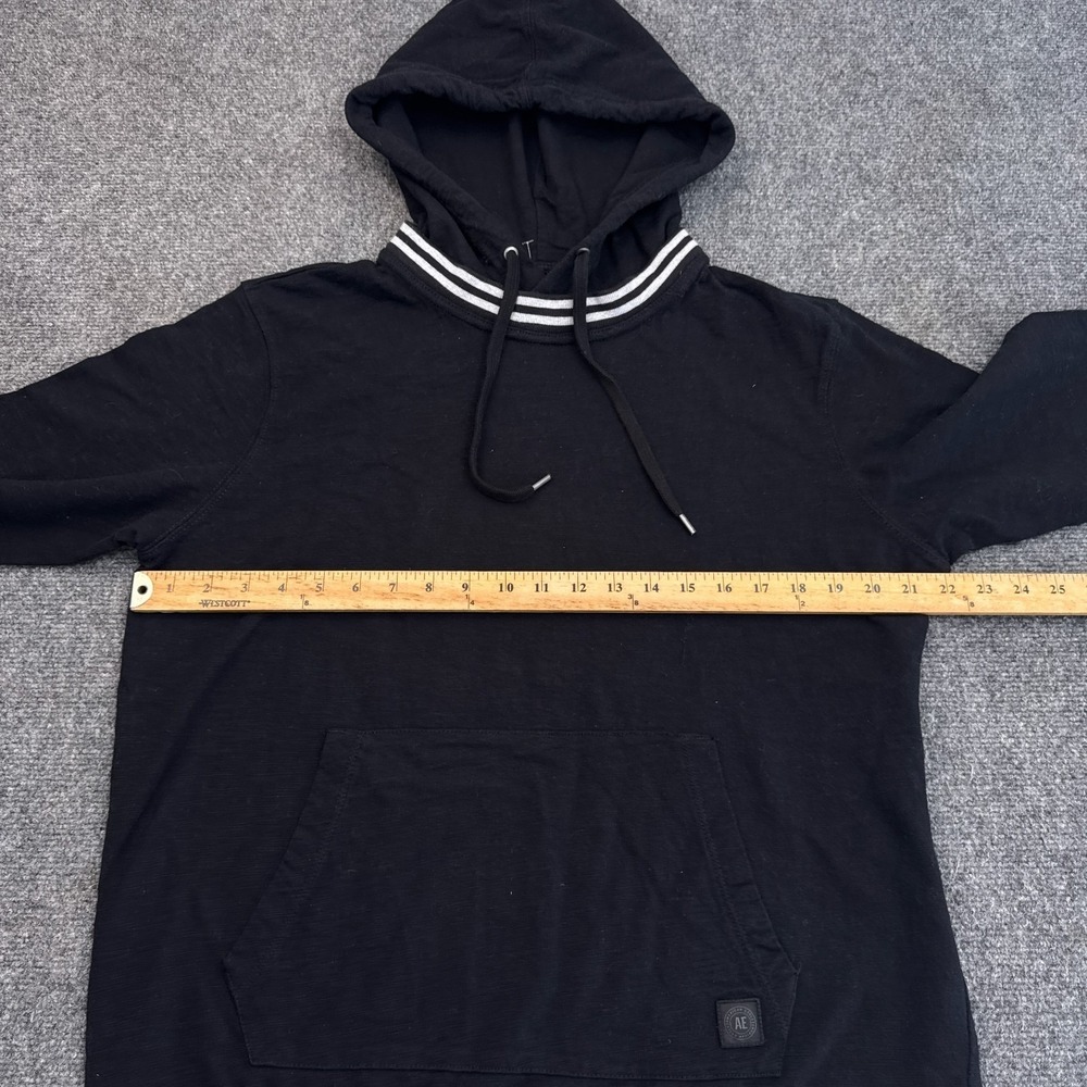 American Eagle Pullover Hoodie Mens Size Small Black White Knit Sweatshirt - Picture 8 of 10
